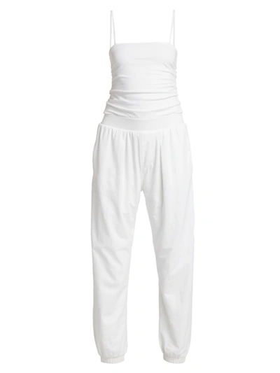 Atm Anthony Thomas Melillo Gathered Stretch Pima Cotton-jersey Jumpsuit In White