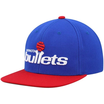 Mitchell & Ness Men's  Blue, Red Washington Bullets Hardwood Classics Team Two-tone 2.0 Snapback Hat In Blue,red