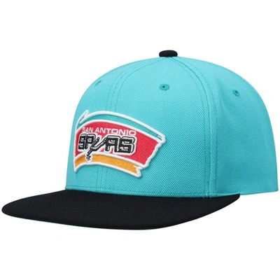 Mitchell & Ness Men's  Teal And Black San Antonio Spurs Hardwood Classics Team Two-tone 2.0 Snapback In Teal,black