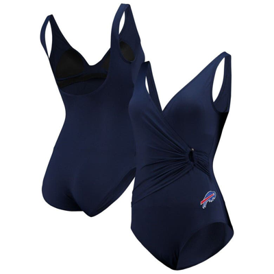 Tommy Bahama Navy Buffalo Bills Pearl Clara Wrap One-piece Swimsuit