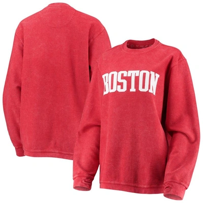 Pressbox Red Boston University Comfy Cord Vintage Wash Basic Arch Pullover Sweatshirt