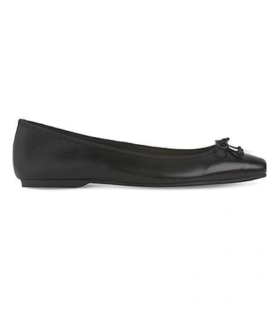 Lk Bennett Chelsey Leather Ballet Shoes In Bla-black