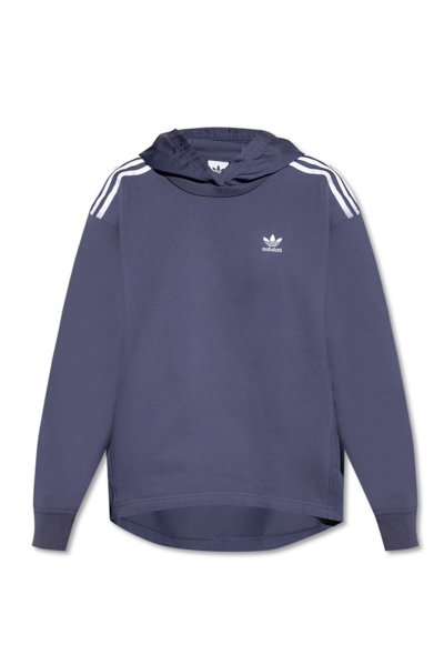 Adidas Originals Embroidered Logo-patch Hoodie In Blue