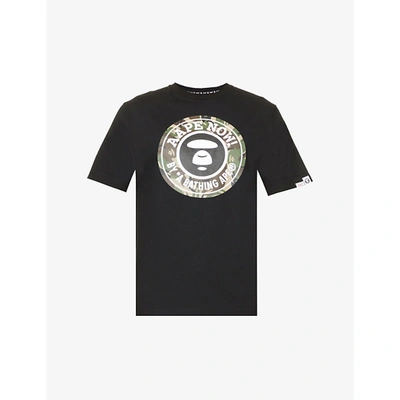 Aape Brand-print Relaxed-fit Cotton-jersey T-shirt In Black