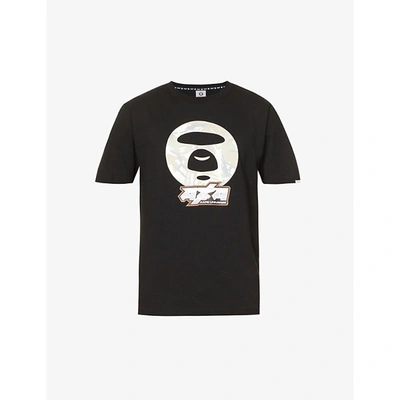 Aape Logo-print Relaxed-fit Cotton-jersey T-shirt In Black