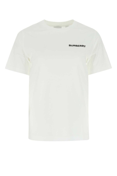 Burberry White T-shirt With Logo On The Fron And Tb Logo Print On The Back In Cotton Woman
