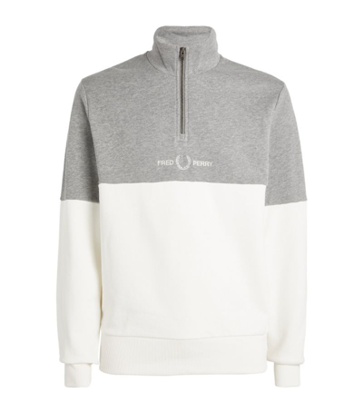 Fred Perry Color Block Half Zip Sweatshirt In Gray In Grey