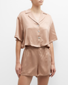 Lunya Washable Silk Button-up Short Pajamas In Otium Tan