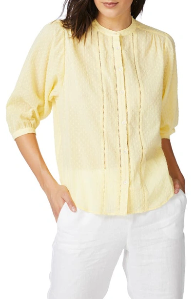 Court & Rowe Clip Dot Short Sleeve Cotton Shirt In Yellow Iris