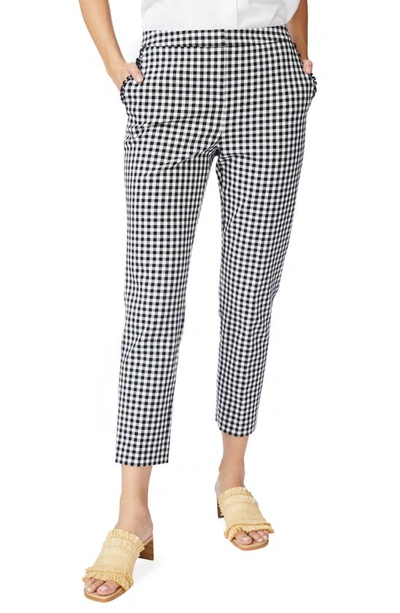 Court & Rowe Slim Leg Stretch Gingham Pants In Rich Black