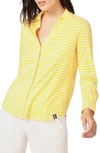 Court & Rowe Classic Stripe Cotton Button-up Blouse In Gold