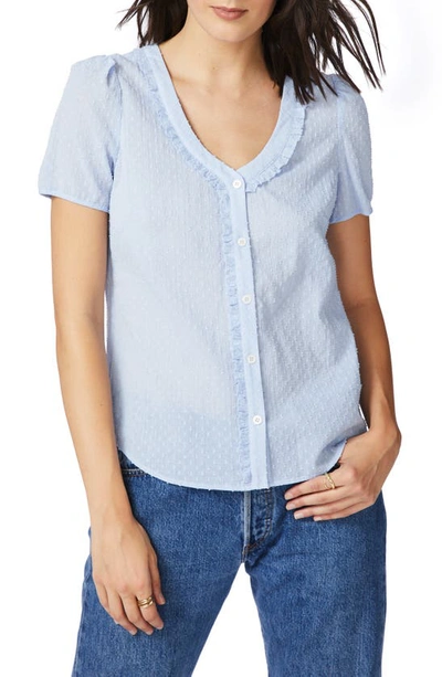 Court & Rowe Clip Dot Cotton Blouse In Chambray Blue