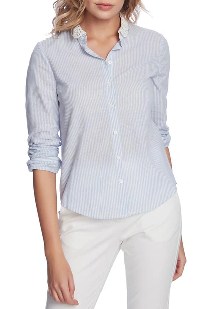 Court & Rowe Spring Stripe Lace Collar Shirt In Sea Spray