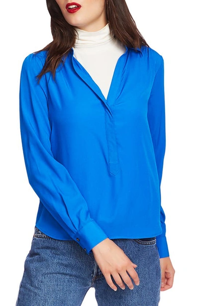 Court & Rowe Henley Blouse In Blue