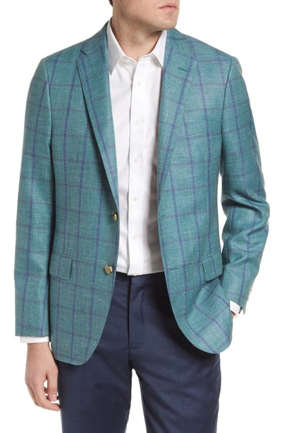 Hickey Freeman Plaid Wool Blend Sport Coat In Green