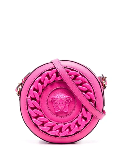 Versace Medusa Chain Round Crossbody Camera Bag In Pink
