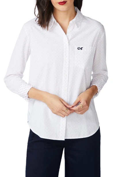 Court & Rowe Clip Dot Long Sleeve Cotton Button-up Shirt In Ultra White