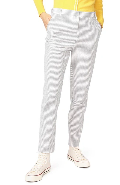 Court & Rowe Clean Finish Stretch Seersucker Trousers In Stone Grey