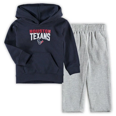Outerstuff Kids' Toddler Navy/heathered Gray Houston Texans Fan Flare Pullover Hoodie & Sweatpants Set