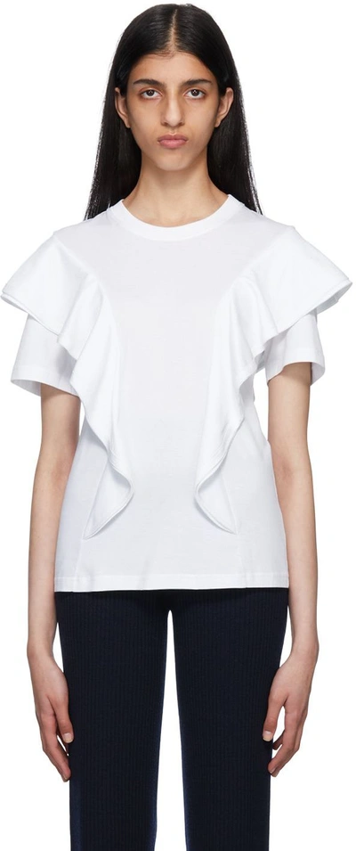 Chloé Ruffled Crewneck Short-sleeved T-shirt In White