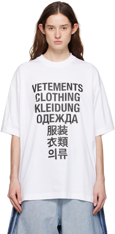 Vetements Translation Cotton T-shirt In White