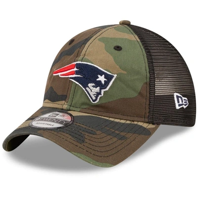 New Era Men's  Camo, Black New England Patriots Basic 9twenty Trucker Snapback Hat In Camo,black