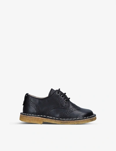 Papouelli Babies' Micky Crepe-sole Leather Brogues 2-6 Years In Black