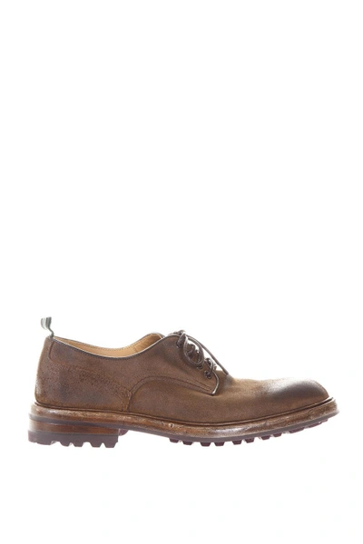 Green George Aged Calf Leather Derby Shoes In Brown