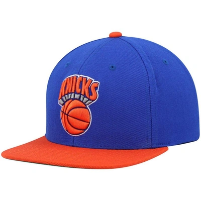 Mitchell & Ness Men's  Blue And Orange New York Knicks Hardwood Classics Team Two-tone 2.0 Snapback H In Blue,orange