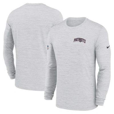 Nike Men's Dri-fit Velocity Athletic Stack (nfl New England Patriots) Long-sleeve T-shirt In White