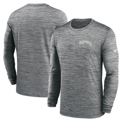 Nike Men's Dri-fit Velocity Athletic Stack (nfl Seattle Seahawks) Long-sleeve T-shirt In Grey