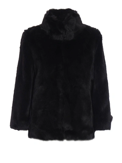 Michael Kors Faux Fur A-line Short Coat In Black