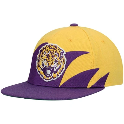 Mitchell & Ness Men's  Purple, Gold Lsu Tigers Sharktooth Snapback Hat In Purple,gold