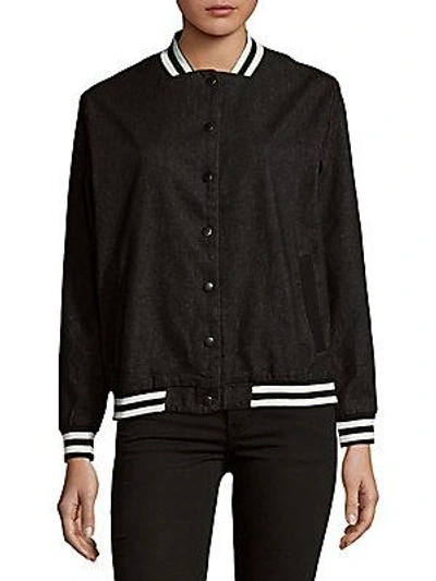 Minkpink Emotional Varsity Cotton Jacket In Black