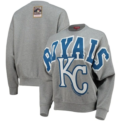 Mitchell & Ness Heathered Gray Kansas City Royals Cooperstown Collection Logo Lightweight Pullover S