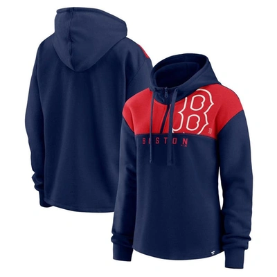 Fanatics Branded Navy Boston Red Sox Iconic Overslide Color-block Quarter-zip Hoodie