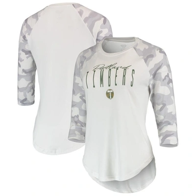 Concepts Sport Women's  White, Gray Portland Timbers Composite 3/4-sleeve Raglan Top In White,gray