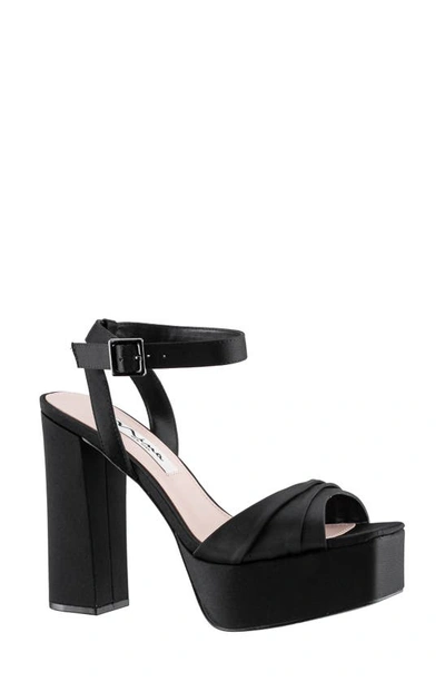 Nina Women's Dorcas Platform Evening Sandals Women's Shoes In Black Luster Satin