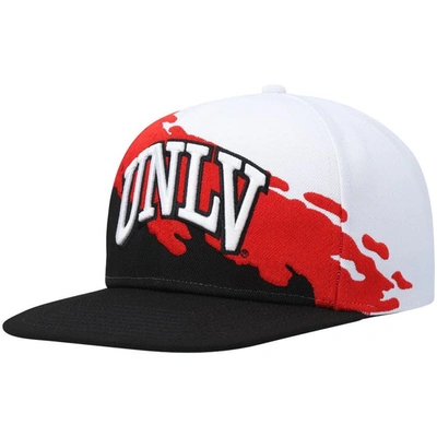 Mitchell & Ness Men's  Black, White Unlv Rebels Paintbrush Snapback Hat In Black,white