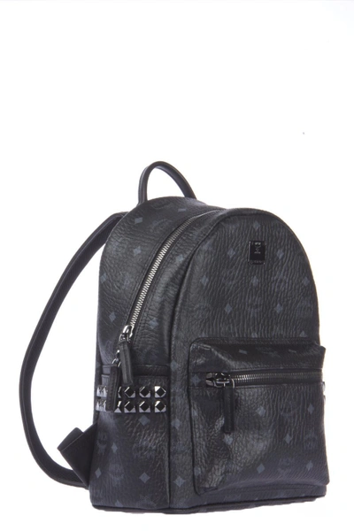 Mcm Stark Coated Canvas Backpack In Black