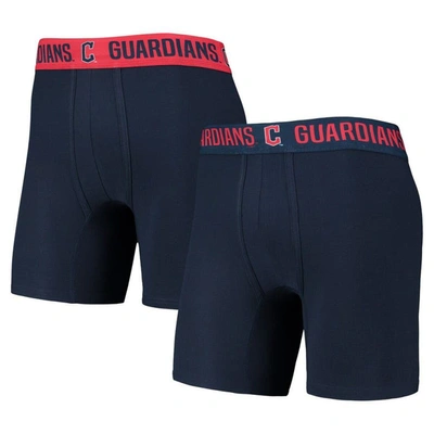 Concepts Sport Men's  Navy, Red Cleveland Guardians Two-pack Flagship Boxer Briefs Set In Navy,red