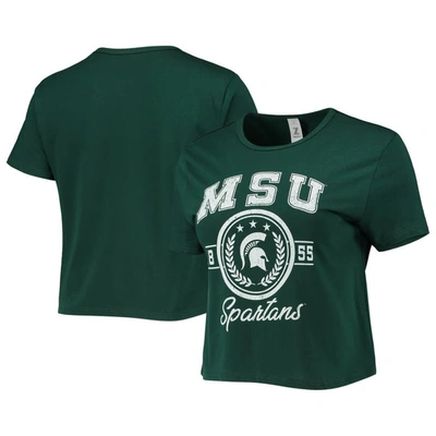 Zoozatz Green Michigan State Spartans Core Laurels Cropped T-shirt