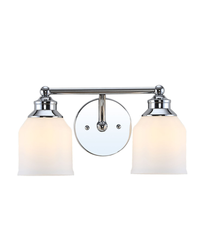 Jonathan Y Lydia 2-light Glass Farmhouse Cottage Led Vanity Light In Silver-tone