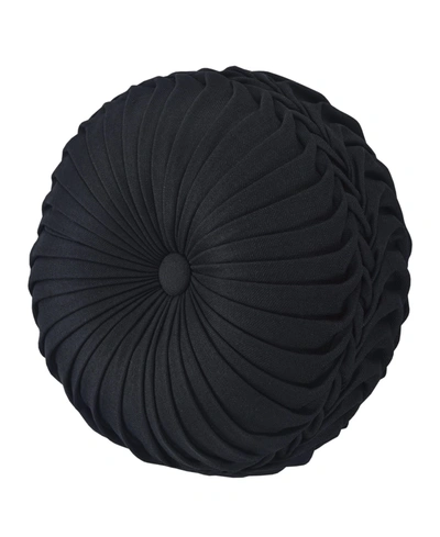 Five Queens Court Stefania Tufted Round Decorative Throw Pillow Bedding In Black