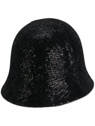 Maison Michel Black Jin Sequin Embellished Cloche Hat