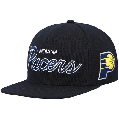 Mitchell & Ness Men's  Black Indiana Pacers Hardwood Classics Mvp Team Script 2.0 Snapback Hat