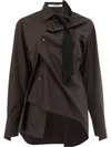 Aganovich Long Sleeved Twisted Shirt In Brown