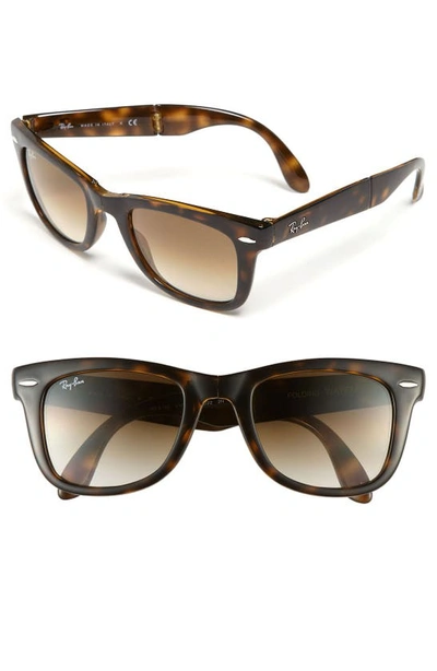 Ray Ban Standard 50mm Folding Wayfarer Sunglasses In Light Brown/ Brown