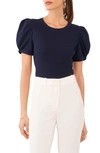 1.state Puff Sleeve Rib Knit T-shirt In Classic Navy