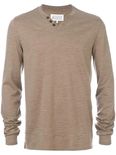 Maison Margiela Knitted Henley Top - Brown